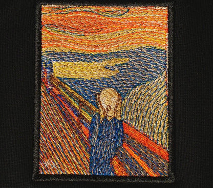The Scream Painting Embroidered T-Shirt - Embroidery Hut